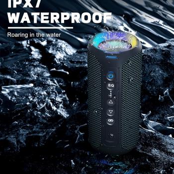 Ortizan Bluetooth Speakers, 40W Loud Stereo Portable Wireless Speaker, IPX7 Waterproof Shower Speakers with Bluetooth 5.3, Deep Bass, LED Light, Microphone, True Wireless Stereo for Home, Outdoor