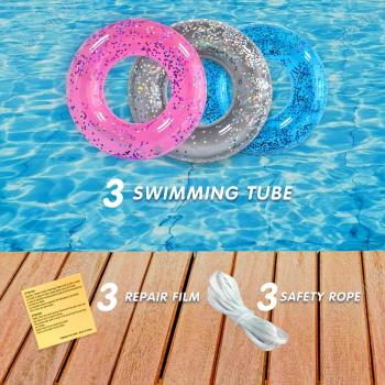 Pool Floats Kids 3 Pack, Inflatable Swim rings for Kids Pool Tubes Toys, Pool Floats Ring Toys, Summer Beach swimming pool floats Party Supplies + Patch&Tow Rope