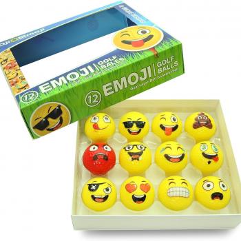 Oji-Emoji Premium Emoji Golf Balls, Unique Professional Practice Golf Balls, 12-Pack Emoji Golfer Novelty Golf Gift for All Golfers, Fun Golf Gifts for Men, Dads, Women, Kids, golf accessories