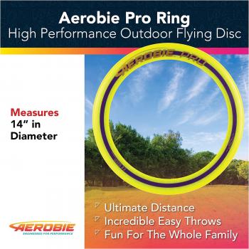 Aerobie Pro Ring Outdoor Flying Disc, 14 inches, Yellow