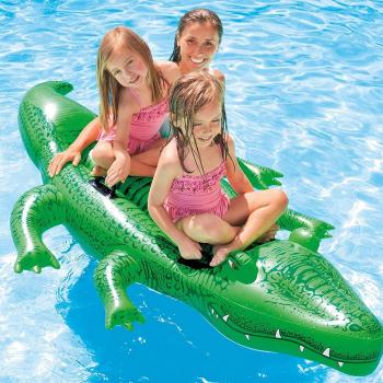 INTEX Giant Gator Inflatable Pool Float: Animal Pool Toy For Kids – 2 Heavy-Duty Handles – 176lb Weight Capacity – 80" x 45" – For Ages 3+