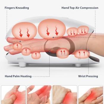 CINCOM Hand Massager with Heat and Compression for Arthritis,Pain Relief & Finger Numbness, Gifts for Women (White)