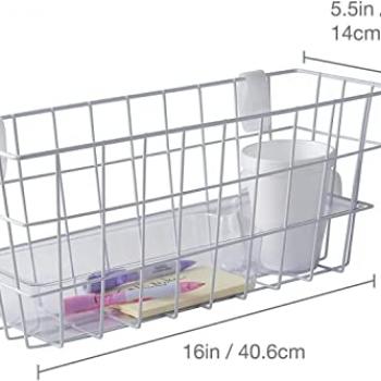 HealthSmart Walker Storage Basket with Cup Holder and Insert Tray, No Tools Needed, White, 16 x 5.5 x 7, Walker Accessories