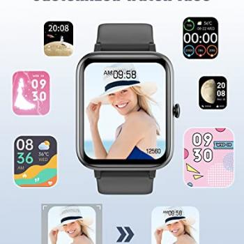 GRV Smart Watch for iOS and Android Phones (Answer/Make Calls), Watches for Men Women IP68 Waterproof Smartwatch Fitness Tracker Watch with Heart Rate/Sleep Monitor Steps Calories Counter (Black)