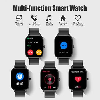 Smart Watch for Men Women SmartWatch 1.83" for iPhone Samsung Android Phone Compatible, Fitness Tracker Watch with Pedometer, Heart Rate/Sleep Monitor, Blood Oxygen, IP68 Waterproof