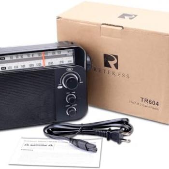 Retekess TR604 AM FM Radio, Battery Operated Radio Portable, AM FM Radio Plug in Wall, High/Low Tone Mode, Big Speaker, Earphone Jack,for Senior, Home