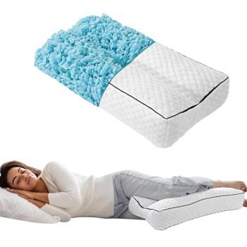 HOMBYS Shredded Memory Foam Knee Pillow for Side Sleepers, 6.5" Height Pillow Between Legs for Aligns Spine & Relieves Pressure Hip & Leg Elevation, Supportive Pillow for Pregnancy, Sciatica, White