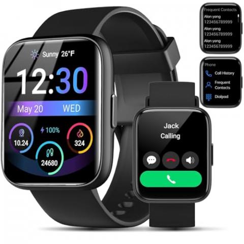 Smart Watch for Men Women - Answer/Make Calls/Quick Reply/AI Voice Assistant, 1.83" for Android iPhone Samsung Compatible IP68 Smartwatch Blood Oxygen Heart Rate Fitness Tracker (Black, 1.83")