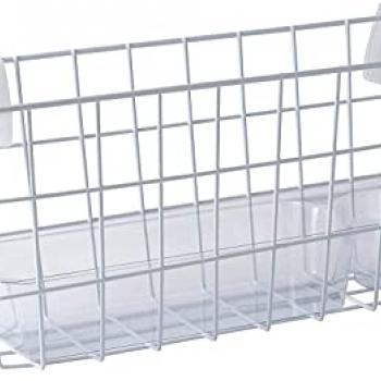 HealthSmart Walker Storage Basket with Cup Holder and Insert Tray, No Tools Needed, White, 16 x 5.5 x 7, Walker Accessories