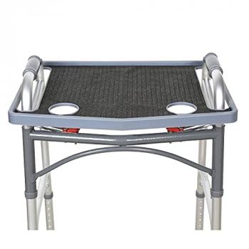 Support Plus Walker Tray Table - Mobility Table Tray for Walker, Non Slip Walker Tray Mat, Walker Accessories Mat, Cup Holder for Walker (21"x16") - Gray