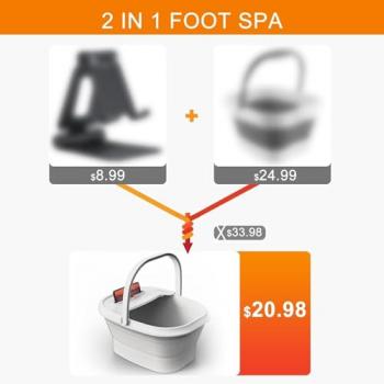 AISZG Collapsible Foot Spa Bath,Foot Massager Bucket with Massage Acupoints,Foot Soaking Tub,Birthday Gifts for Women/Men/Him/Her/Mom/Boyfriend, White