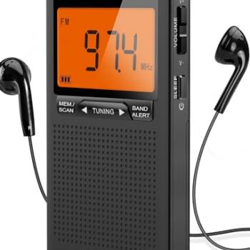 AM FM Portable Radio Personal Radio with Excellent Reception Battery Operated by 2 AAA Batteries with Stero Earphone, Large LCD Screen, Digtail Alarm Clock Radio