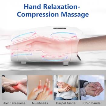 Gvber Hand Massager, Electric Hand Massager with Heat and Compression, 5 Levels Therapy, Cordless Hand Massager for Arthritis and Carpal Tunnel, Pain Relief, Palm and Finger Numbness