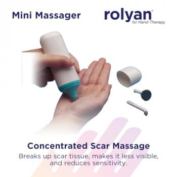 Rolyan Mini Massager, Compact Battery Operated Medical Massager for Scar Tissue, Includes 3 Massage Heads, Small Massaging Device for Surgery Scars, Hands, Feet, & Small Areas, Relaxing Pulse Massager