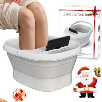 AISZG Collapsible Foot Spa Bath,Foot Massager Bucket with Massage Acupoints,Foot Soaking Tub,Birthday Gifts for Women/Men/Him/Her/Mom/Boyfriend, White