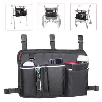 TONINT Large Walker Bag with Water Cup Holder,Walker Basket,Foldable Walker Storage Bag,Side Walker Bag,Walker Side Access Bag Organizer Pouch Tote,Scooters or Rollator Walkers (Large)