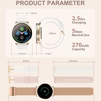 Iaret Smart Watch for Women (Answer/Make Call), Fitness Tracker for Android and iOS Phones Waterproof Smartwatch with 1.32" HD Full Touch Screen AI Voice Control Heart Rate Sleep Monitor Pedometer