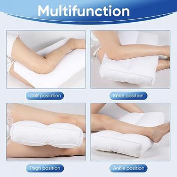 MINUPWELL Knee Pillow for Side Sleepers - Between Leg & Under Knee Pillow for Back Sleepers - Leg Pillow with 850G 7D Alternative for Relieving Leg, Back, and Knee Pain - 100% Cotton Fabric - White