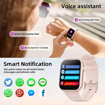 Hwagol Smart Watch (Answer/Make Call), 2024 Newest 1.85 Inch Fitness Tracker, Heart Rate/Sleep Monitor/Pedometer/Calories, Multiple Sports Modes, Women's Men's Fitness Watch for Android iPhone（Pink）