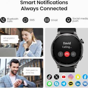 TOZO S5 Smart Watch (Answer/Make Calls), 1.43’’ AMOLED Smart Watches for Men Women 100+ Sport Modes Fitness Watch with Blood Oxygen/Sleep/Heart Rate Monitor, IP68 Waterproof Smartwatch, Silicone Band