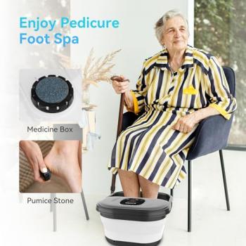 CuPiLo Foot Spa Bath Massager with Heat, Collapsible Foot Massager Spa Soaking Tub with Bubbles, Red Light, Pumice Stone, and Shiatsu Massage Rollers, Pedicure Foot Spa for Relaxation, Gifts