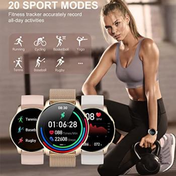 Iaret Smart Watch for Women (Answer/Make Call), Fitness Tracker for Android and iOS Phones Waterproof Smartwatch with 1.32" HD Full Touch Screen AI Voice Control Heart Rate Sleep Monitor Pedometer