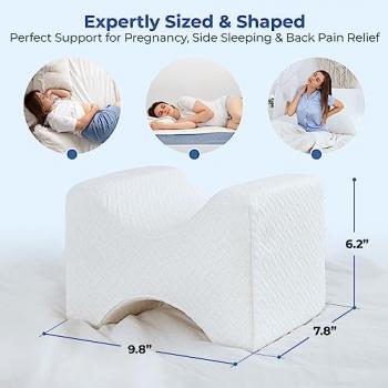 5 STARS UNITED Knee Pillow for Side Sleepers - Memory Foam Leg Pillow for Side Sleeping - Between Legs Pillow for Hip and Lower Back Pain - Sciatica Pain Relief