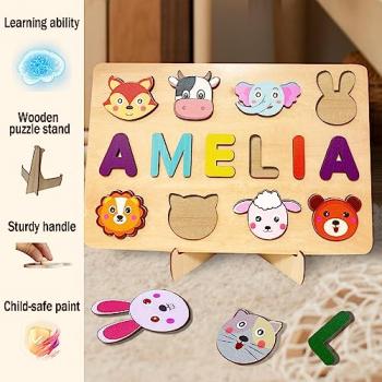 Name Puzzle for Kids Personalized, Baby Easter Gifts, Montessori Learning Toys for Baby Boy & Girl 1-3 Year Old, Personalized Baby Gifts, 1-3st Birthday Gifts for Girls Boys