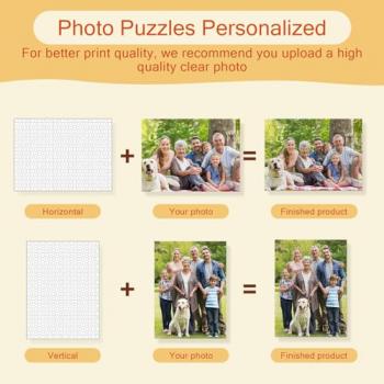 Custom Puzzle Personalized Puzzle Custom Puzzles from Photos 70/120/200/300/500/1000 Pieces Wooden Puzzle Picture Puzzle Custom Gifts for Birthday Wedding Graduation(Horizontal 70PCS)