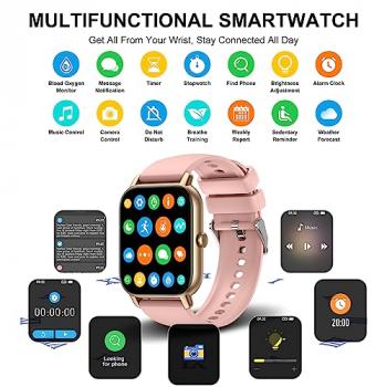 Smart Watch(Answer/Make Call), 1.85" Smartwatch for Men Women IP68 Waterproof, 100+ Sport Modes Fitness Activity Tracker, Heart Rate Sleep Monitor, Pedometer, Smart Watches for Android iOS, 2023