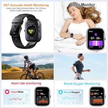 Smart Watch for Men Women (Answer/Make Call), 2024 HD 1.91"Smartwatch Fitness Activity Tracker, 110+ Sports IP68 Waterproof, Heart Rate/Sleep Monitor/Pedometer/Calories, Fitness Watch for Android iOS