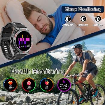 Military Smart Watch for Men, 1.52" HD Fitness Tracker Smartwatch with Answer/Make Call, Sport Watch with Heart Rate SpO2 Stress and Sleep Monitor Compatible with iPhone and Android Phones, Waterproof