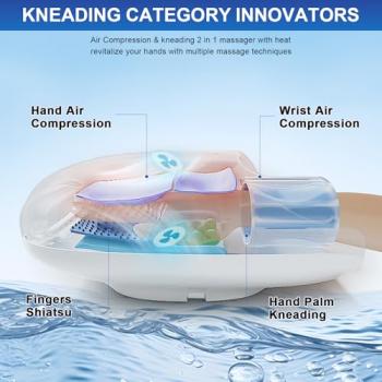 Ehightop Hand Massager with Kneading Rollers Massage for Arthritis Carpal Tunnel Pain Relief,Cordless Handheld Massager Machine with Heat and Compression & Kneading Massage,Gifts for Women Men