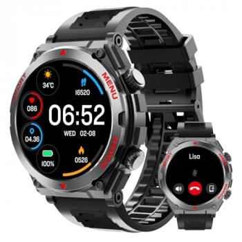 Military Smart Watch for Men, 1.52" HD Fitness Tracker Smartwatch with Answer/Make Call, Sport Watch with Heart Rate SpO2 Stress and Sleep Monitor Compatible with iPhone and Android Phones, Waterproof