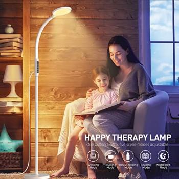 FBBJFF Light Therapy Lamp 11000 Lux, LED UV-Free Sunlight Lamp,Full Spectrum Happy Therapy Lamp with 10 Adjustable Brightness Levels, 2 in 1 Retractable Floor Light Therapy Lamp