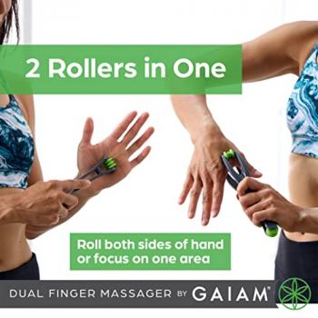 Gaiam Finger Massager Dual-Sided Hand Massage Roller Tool for Circulation, Stress, Arthritis and Hand Pain Relief