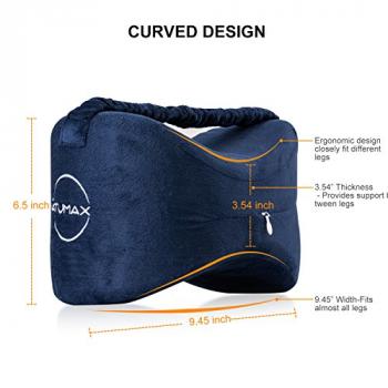 NATUMAX Knee Pillow for Side Sleepers - Relief from Sciatica Pain, Back/Leg Pain, Pregnancy, Hip and Joint Pain Memory Foam Leg Pillow + Free Sleep Mask and Ear Plugs