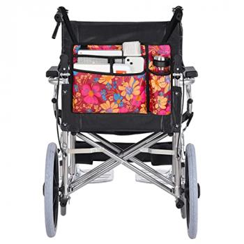 supregear Accessories Bag for Walker, Wheelchair, Rollator for Seniors, w/Cup Holder-Folding Walker Basket Large Capacity Waterproof Walker Caddy Pouch (Floral)