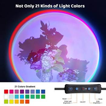 Tsrarey Sunset Lamp Multicolor Changed Night Light Projector with Button Switch,APP Control,360°Rotation for Room Decor,Party,Tiktok Live,Photography