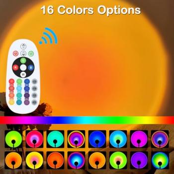 Sunset Lamp Projector, Rainbow Projection Led Lights with Remote, 16 Colors Multicolor Changing LED Night Light, Sunlight Light for Photography Selfie Party, Home Bedroom Decor Xmas Gifts for Women