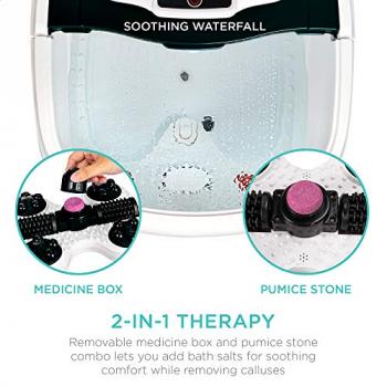 Best Choice Products Motorized Foot Spa Bath Massager, Adjustable Waterfall Shower & Fast Heating, Automatic Shiatsu Pedicure Massage, Pumice Stone, Rollers to Relieve Feet Muscle Pain - Black