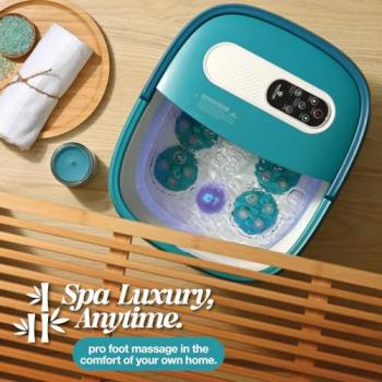 Foot Spa With Heat And Massage Electric Rotary Massage Includes A Remote Control A Pumice Stone Collapsible Foot Spa With Heat And Massage Bubbles and Vibration 24 Motorized Shiatsu Massage Balls