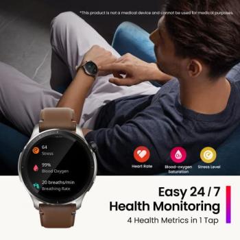 Amazfit GTR 4 Smart Watch 46mm, GPS, Alexa Built-In, Bluetooth Calls & Text, 14-Day Battery, Heart Rate Sleep Monitoring, AI Fitness App & Sports Coach, 150+ Sports Modes, for Android iPhone, Black