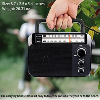 Retekess TR604 AM FM Radio, Battery Operated Radio Portable, AM FM Radio Plug in Wall, High/Low Tone Mode, Big Speaker, Earphone Jack,for Senior, Home