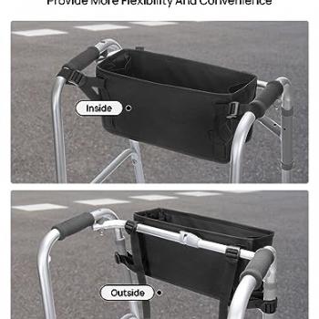 JOYTUTUS Walker Basket for Folding Walker, Basket for Walkers for Seniors, Rollator Walkers Storage Bag, Can be Installed Outside or Inside of Walker, Wheelchair