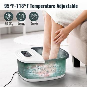 Niksa Foot Spa Bath Massager with Heat, Bubbles, Vibration and Red Light, 4 Massage Roller Pedicure, Tub for Feet Stress Relief, Foot Soaker with Mini Acupressure Massage Points Temperature Control