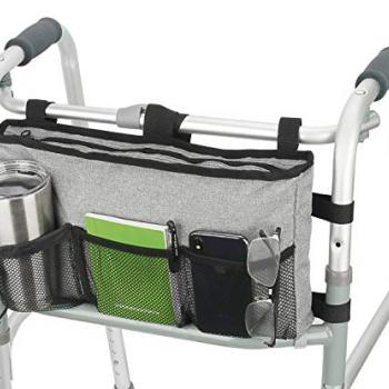 Update Walker Bag Hand Free Storage Bag Walker Attachment Handicap Basket Pouch for Rollator, Wheelchair, Folding Walkers (Grey)