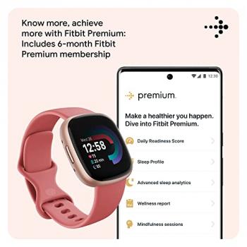 Fitbit Versa 4 Fitness Smartwatch with Daily Readiness, GPS, 24/7 Heart Rate, 40+ Exercise Modes, Sleep Tracking and more, Pink Sand/Copper Rose, One Size (S & L Bands Included)