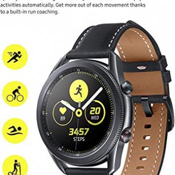 Samsung Galaxy Watch 3 (45mm, GPS, Bluetooth) Smart Watch with Advanced Health Monitoring, Fitness Tracking, and Long Lasting Battery - Mystic Black (Renewed)