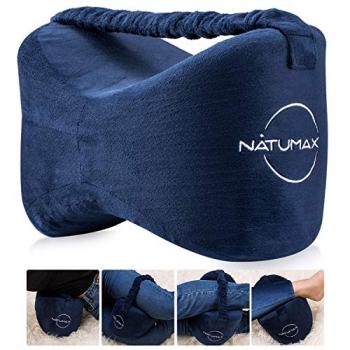 NATUMAX Knee Pillow for Side Sleepers - Relief from Sciatica Pain, Back/Leg Pain, Pregnancy, Hip and Joint Pain Memory Foam Leg Pillow + Free Sleep Mask and Ear Plugs